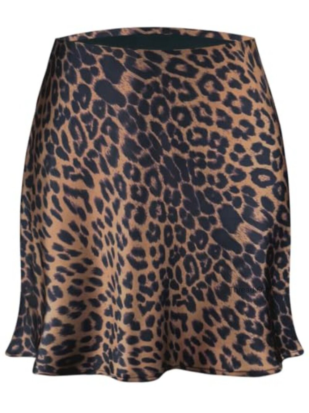 Satin Mini Skirt High Waist A-Line Flared Leopard Print Women's Silk Short